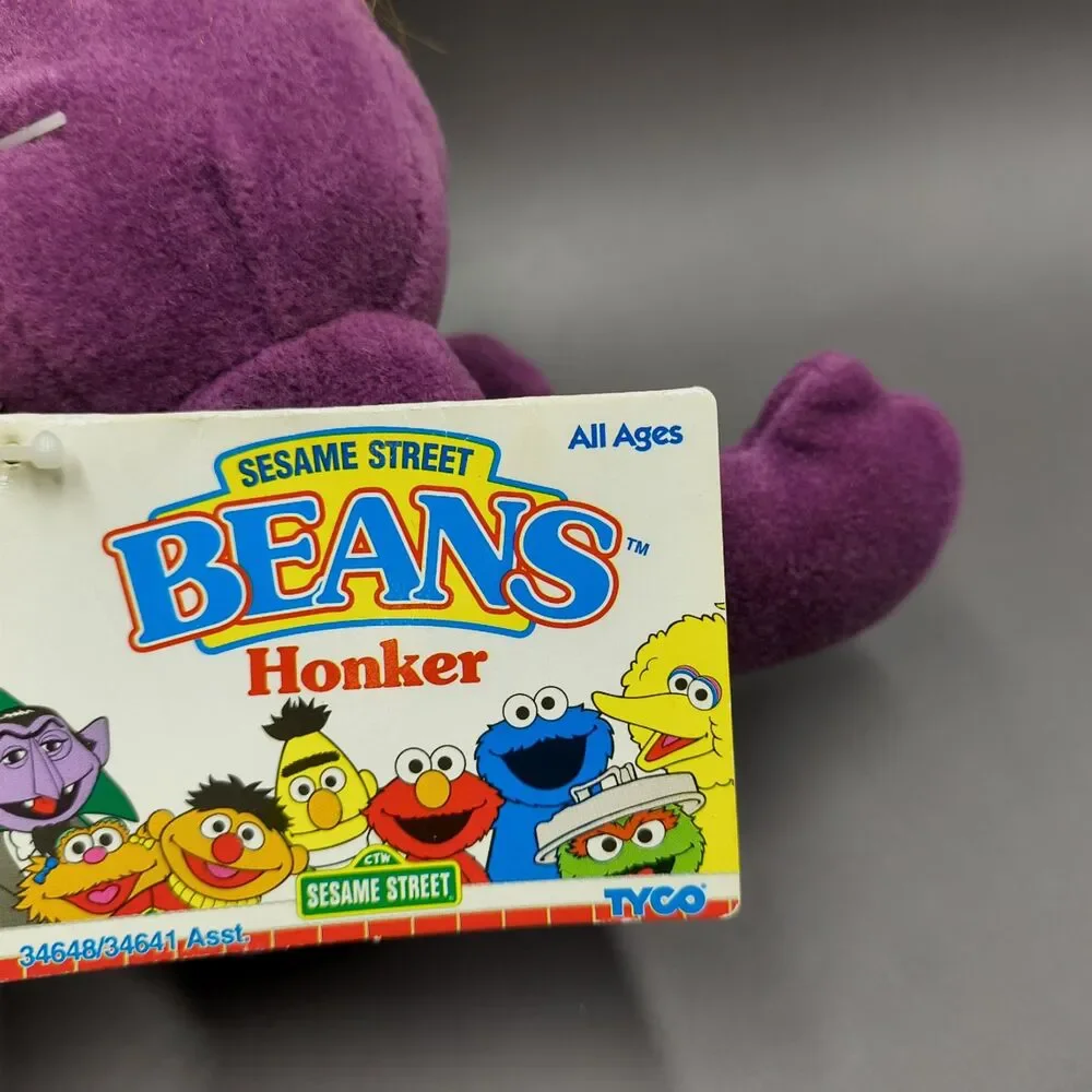 Vintage 1997 Tyco Sesame Street Beans Purple Honker Plush Toy Bean Bag 8